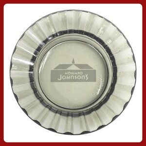 Howard Johnson's Vintage Ashtray Smoked Gray Glass Fluted Rim Restaurant Hotel